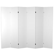 6 ft. Tall 6 Panel Freestanding White Canvas Screen Room Divider with Spruce Frame