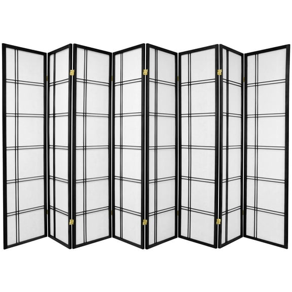 6 ft. Tall Double Cross Shoji Screen - Black - 8 Panels