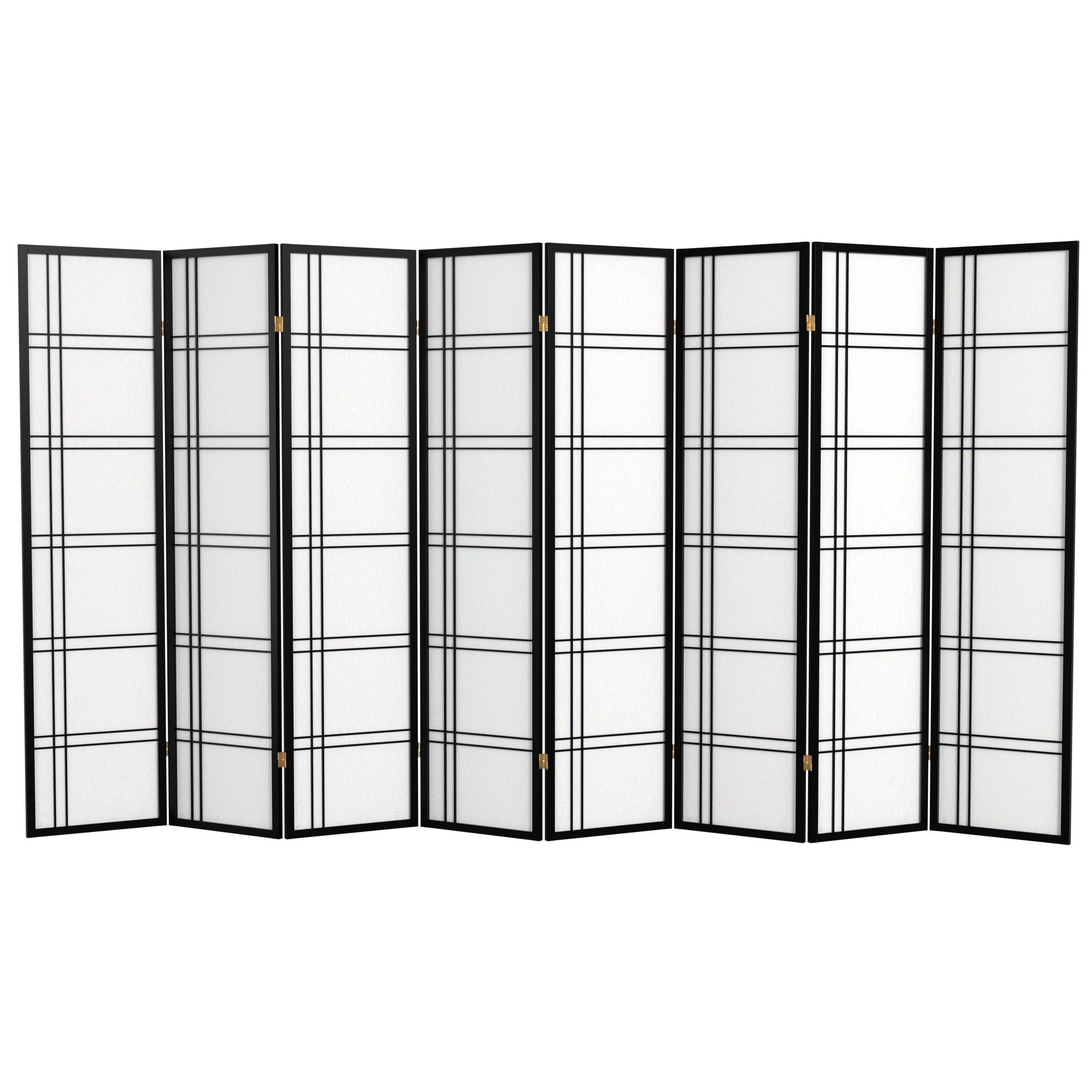 6 ft. Tall Double Cross Shoji Screen - Black - 8 Panels
