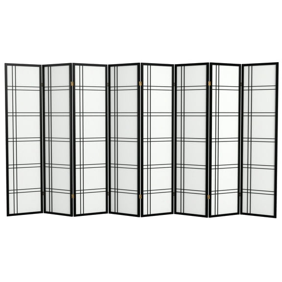 6 ft. Tall Double Cross Shoji Screen - Black - 8 Panels
