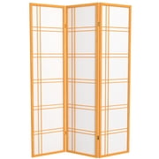 6 ft. Tall Double Cross Shoji Screen Room Divider, Freestanding, Honey - 3 Panels