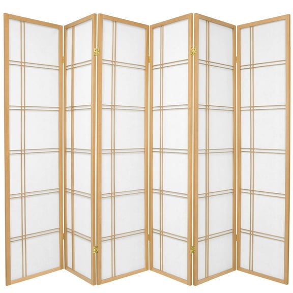 6 ft. Tall Double Cross Shoji Screen - Natural - 6 Panels