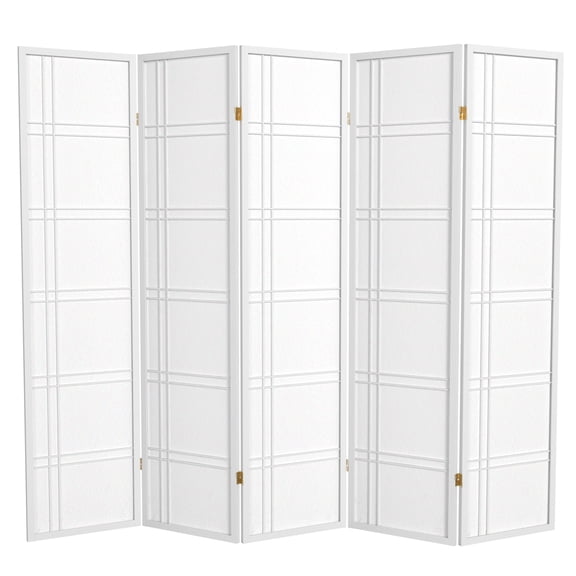 6 ft. Tall Double Cross Shoji Screen - White - 5 Panels