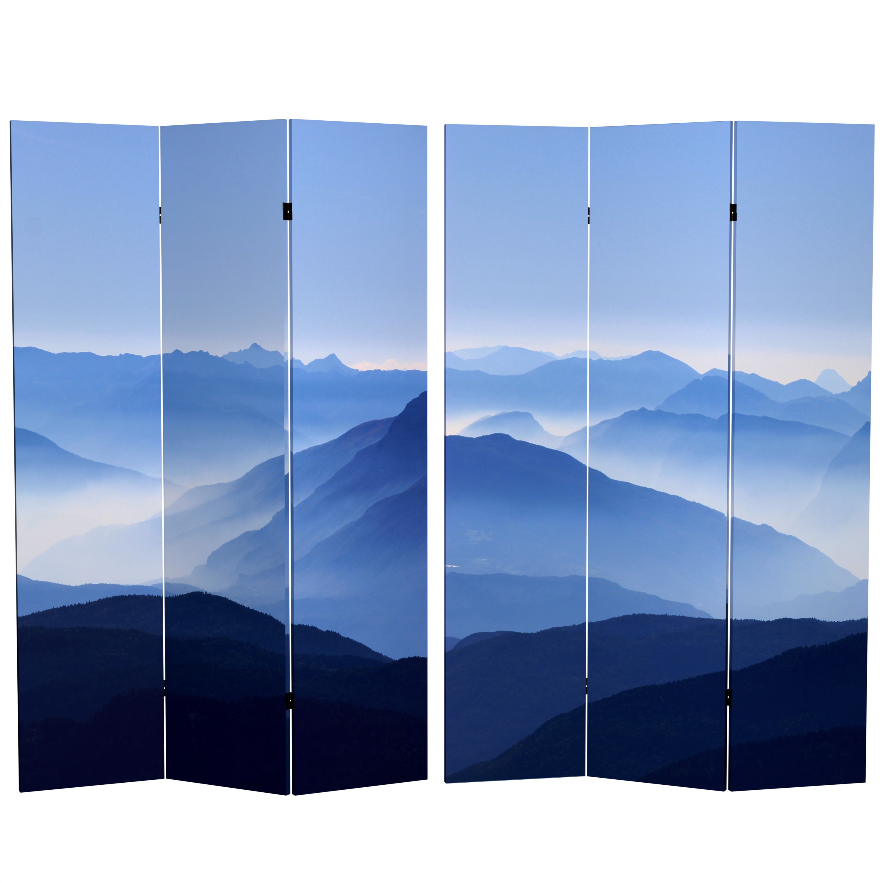 6 ft. Tall Double Sided Misty Mountain Canvas Print Partition Room Divider