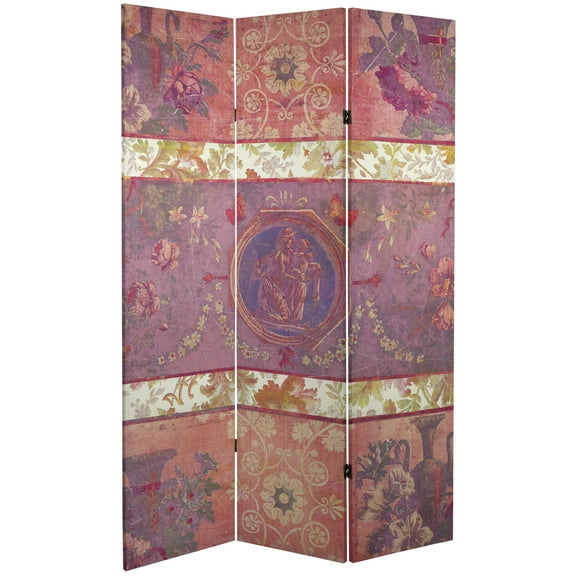 6 ft. Tall Double Sided Vintage Emblem Canvas Print Screen Room Divider
