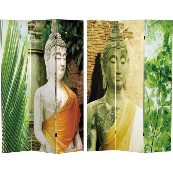 6 ft. Tall Draped Buddha Double Sided Room Divider, 71 inches high and 3 Panels wide