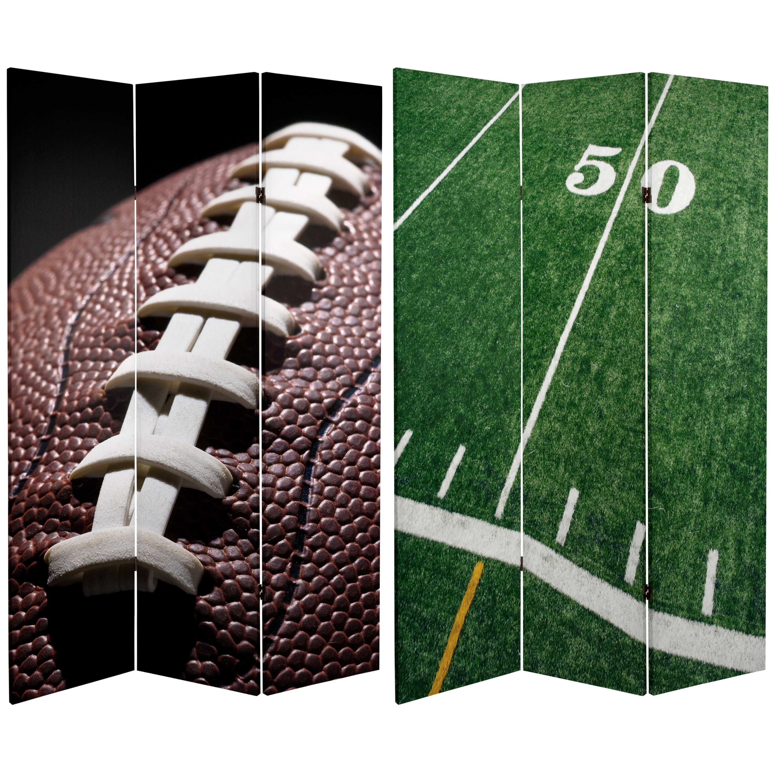 6 ft. Tall Football and Field Canvas Print Privacy Screen Room Divider