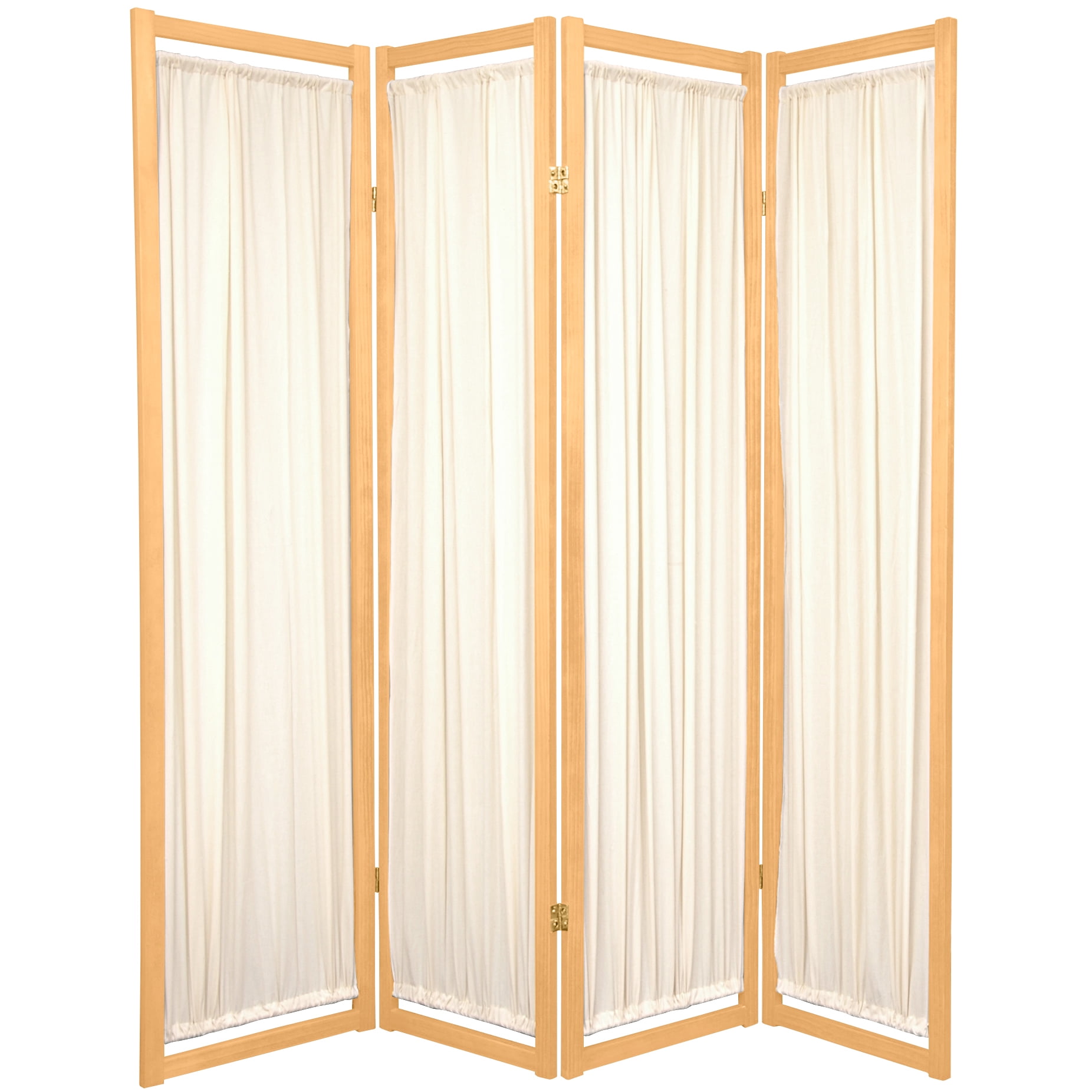6 ft. Tall Helsinki Wood Frame Cotton Panel Floor Screen - 4 Panel - Natural