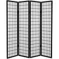 thumbnail image 1 of 6 ft. Tall Japanese Window Pane Design Canvas Print Screen - Black - 4 Panels, 1 of 1