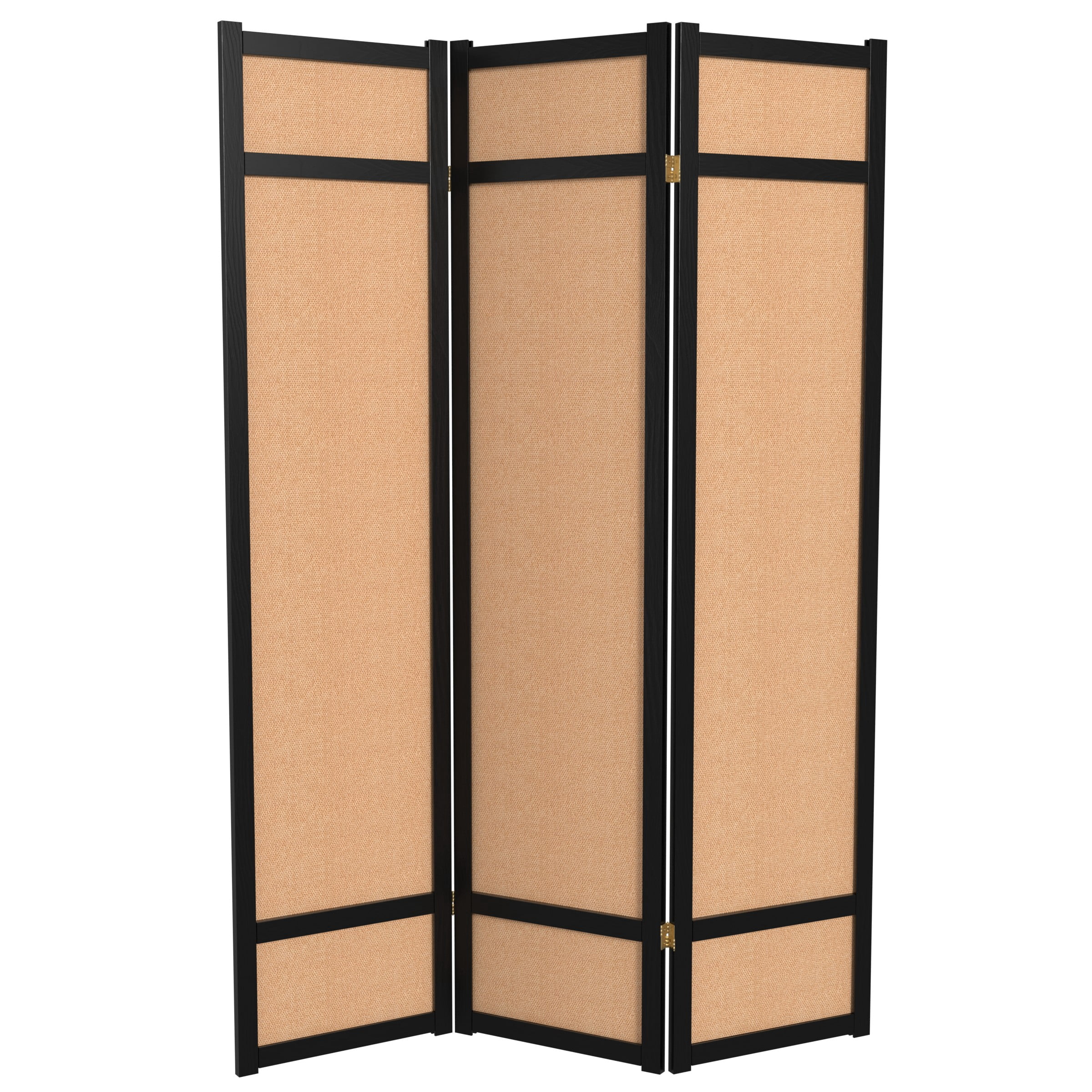 6 ft. Tall Jute Shoji Screen - 3 Panel - Black