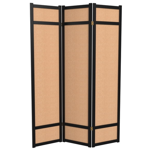 6 ft. Tall Jute Shoji Screen - 3 Panel - Black