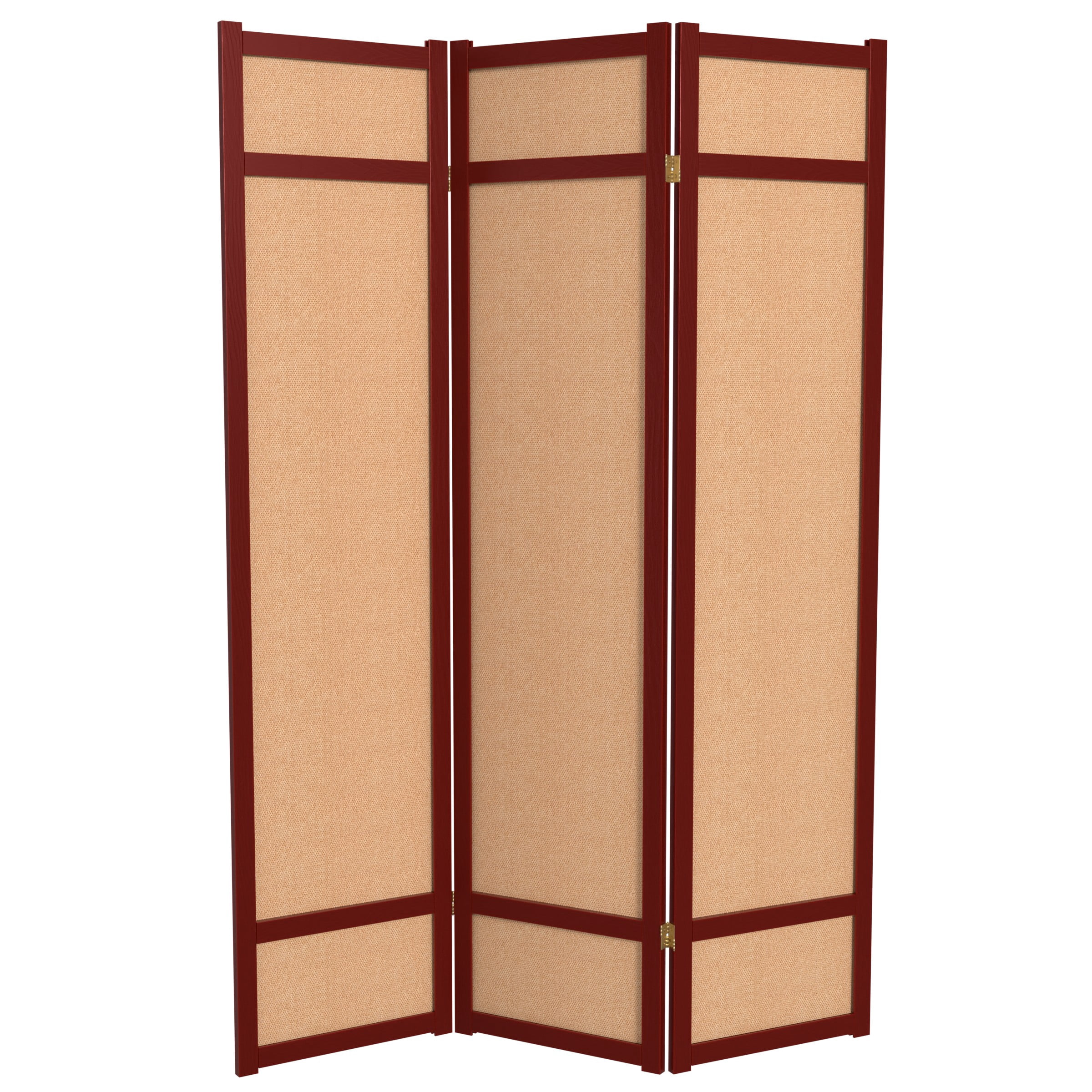 6 ft. Tall Jute Shoji Screen - 3 Panel - Rosewood