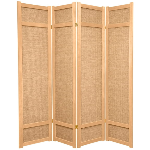 6 ft. Tall Jute Shoji Screen - 4 Panel - Natural
