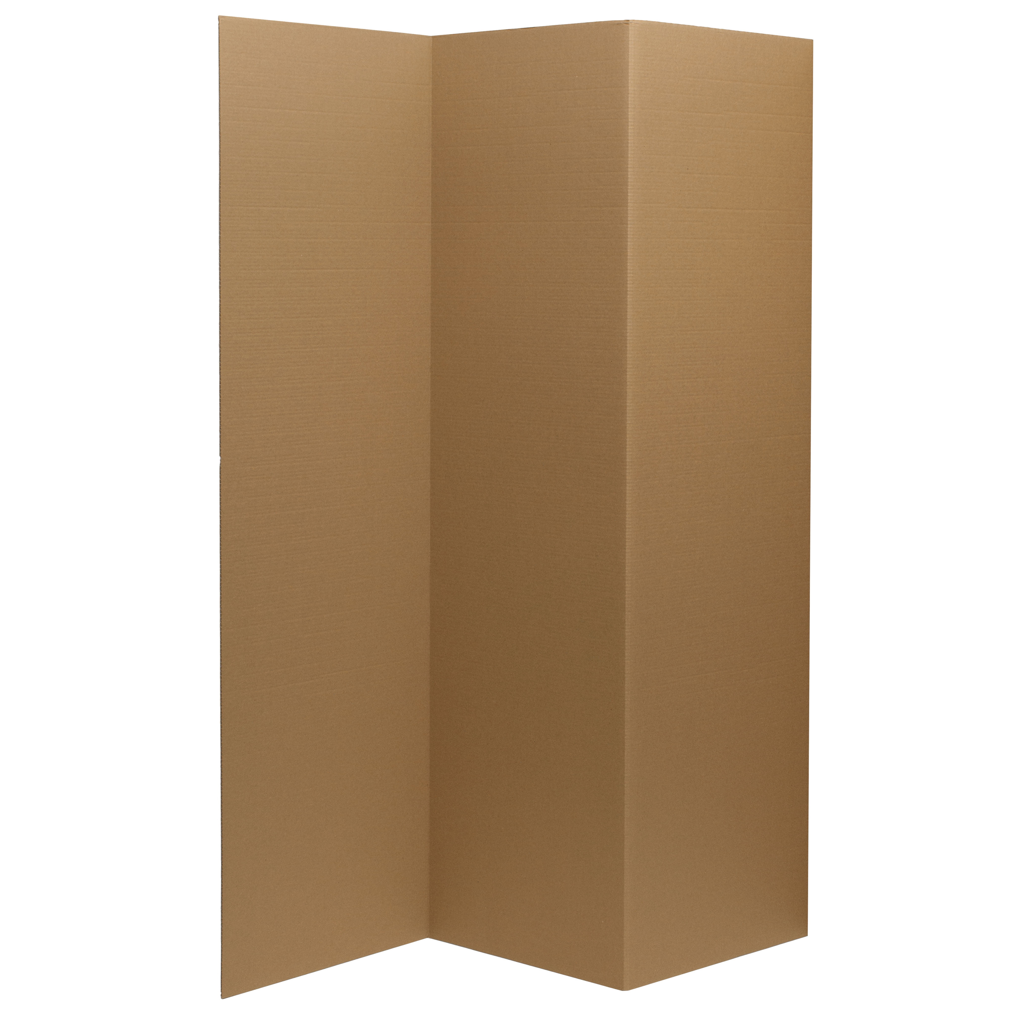 6 ft. Tall Plain Brown Cardboard Privacy Screen Room Divider 3 Panel