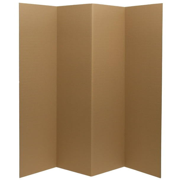 6 ft. Tall Plain Brown Cardboard Privacy Screen Room Divider 4 Panel