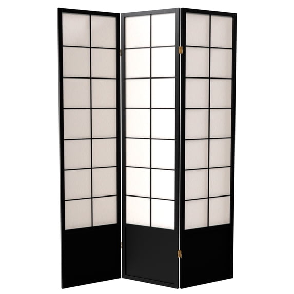 6 ft. Tall Premium Japanese Design Wide Window Pane Screen - Black - 3 Panels