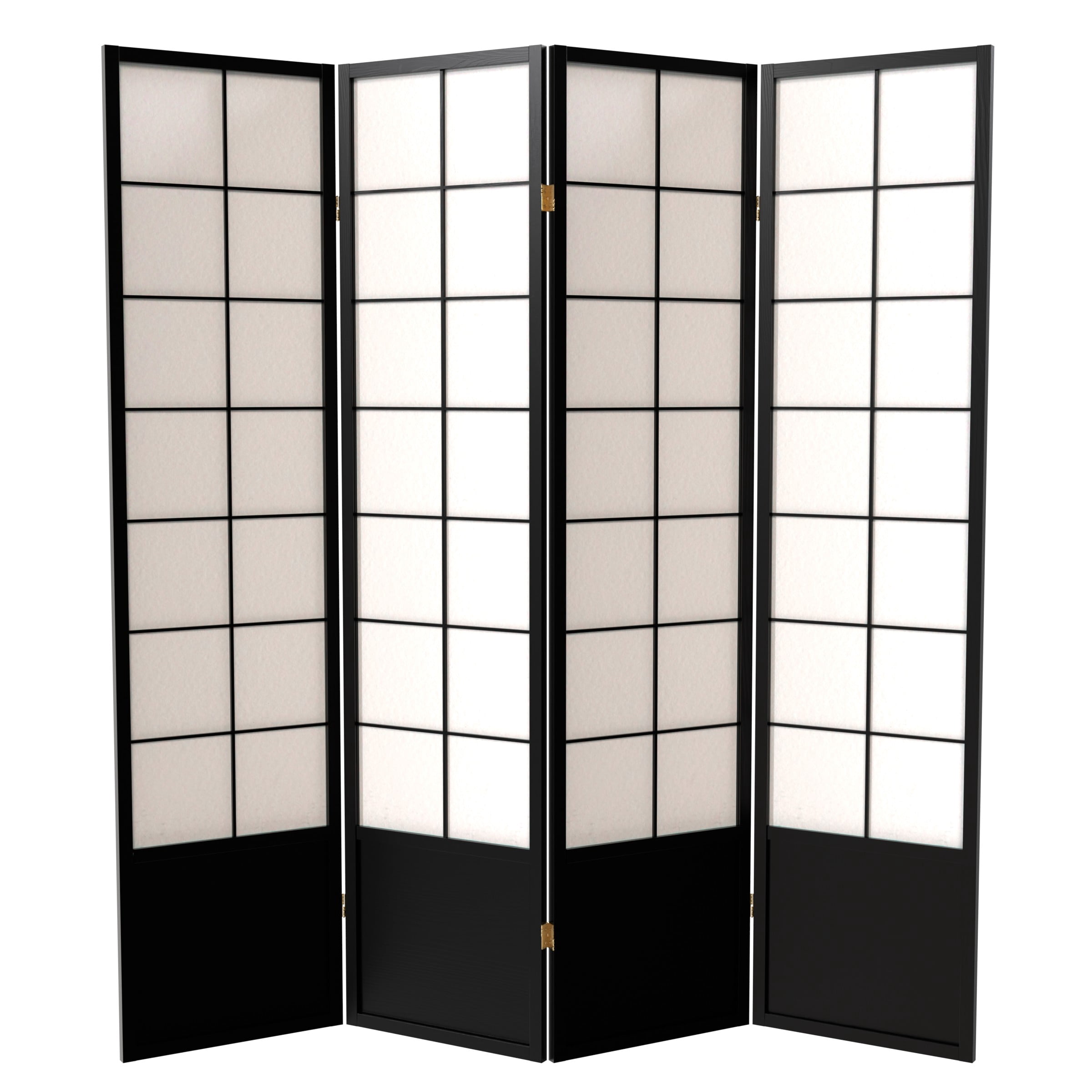 6 ft. Tall Premium Japanese Design Wide Window Pane Screen - Black - 4 Panels