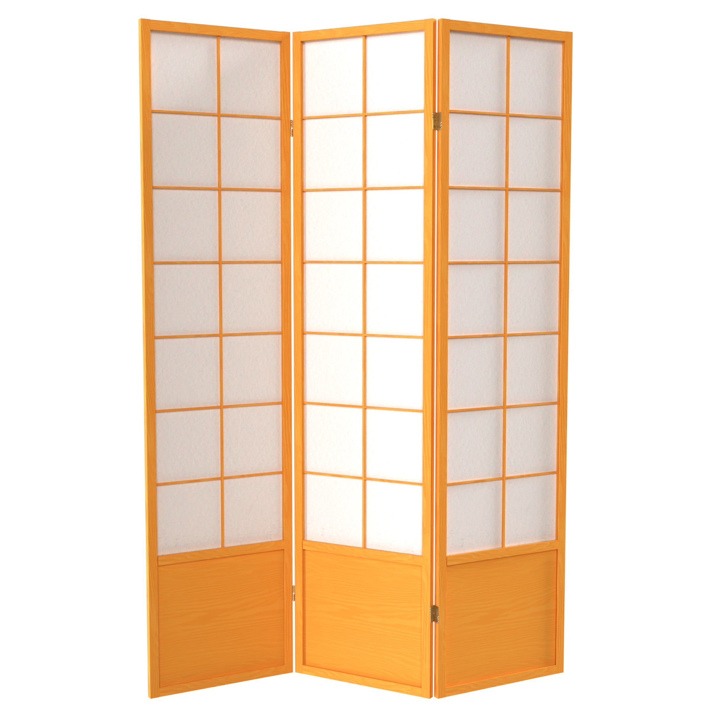 6 ft. Tall Premium Japanese Design Wide Window Pane Screen - Honey - 3 Panels