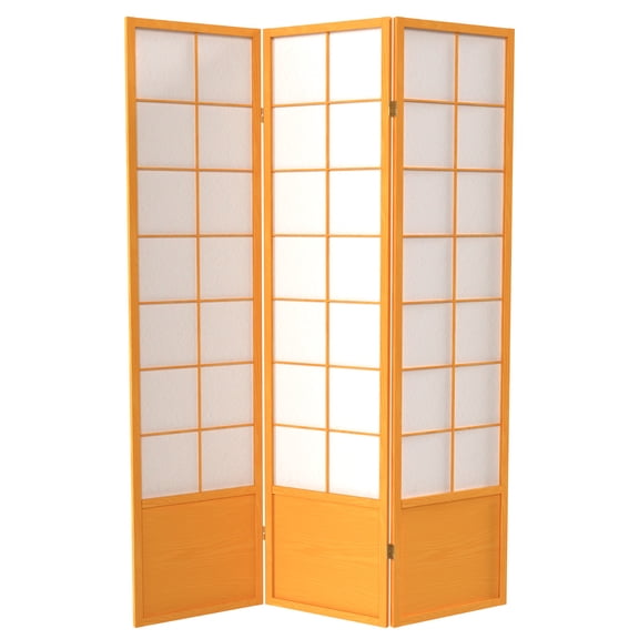 6 ft. Tall Premium Japanese Design Wide Window Pane Screen - Honey - 3 Panels