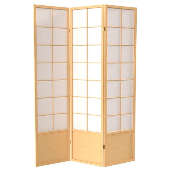 6 ft. Tall Premium Japanese Design Wide Window Pane Screen - Natural - 3 Panels