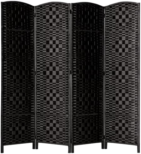 6 ft Tall Room Divider, Room Dividers and Folding Privacy Screens, 15.7in Privacy Screen 4 Panel Partition Temporary Wall Separation for Private, Black