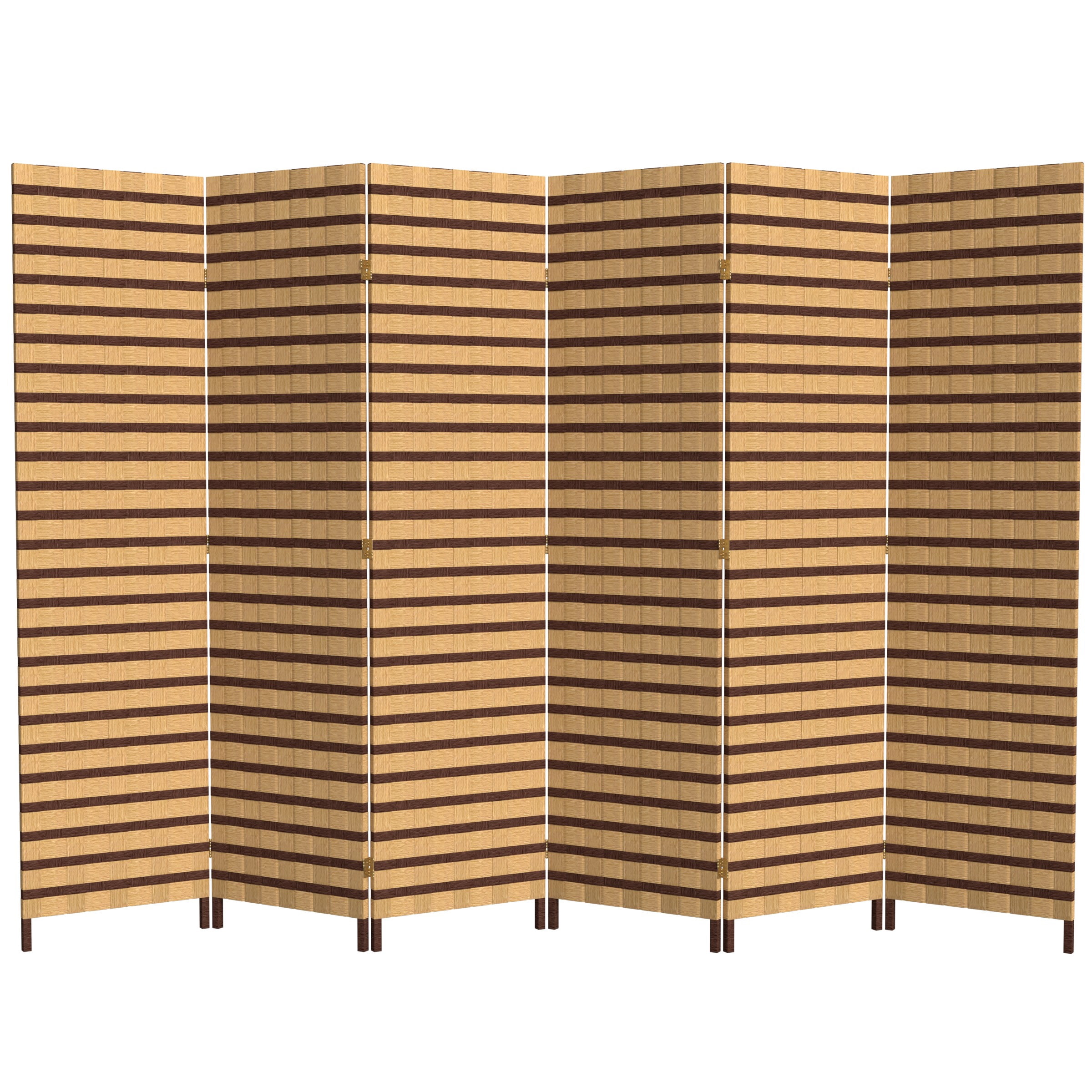 6 ft. Tall Two Tone Natural Fiber Room Divider - 6 Panel