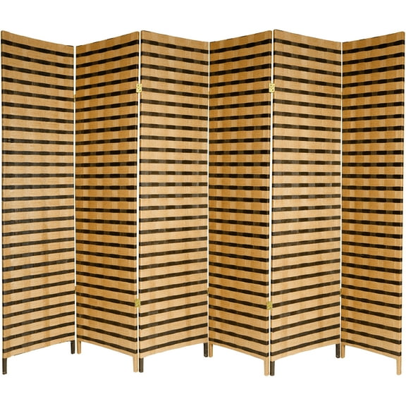 6 ft. Tall Two Tone Natural Fiber Room Divider - 6 Panel