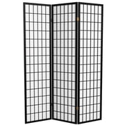 6 ft. Tall Window Pane Shoji Screen - Black - 3 Panels