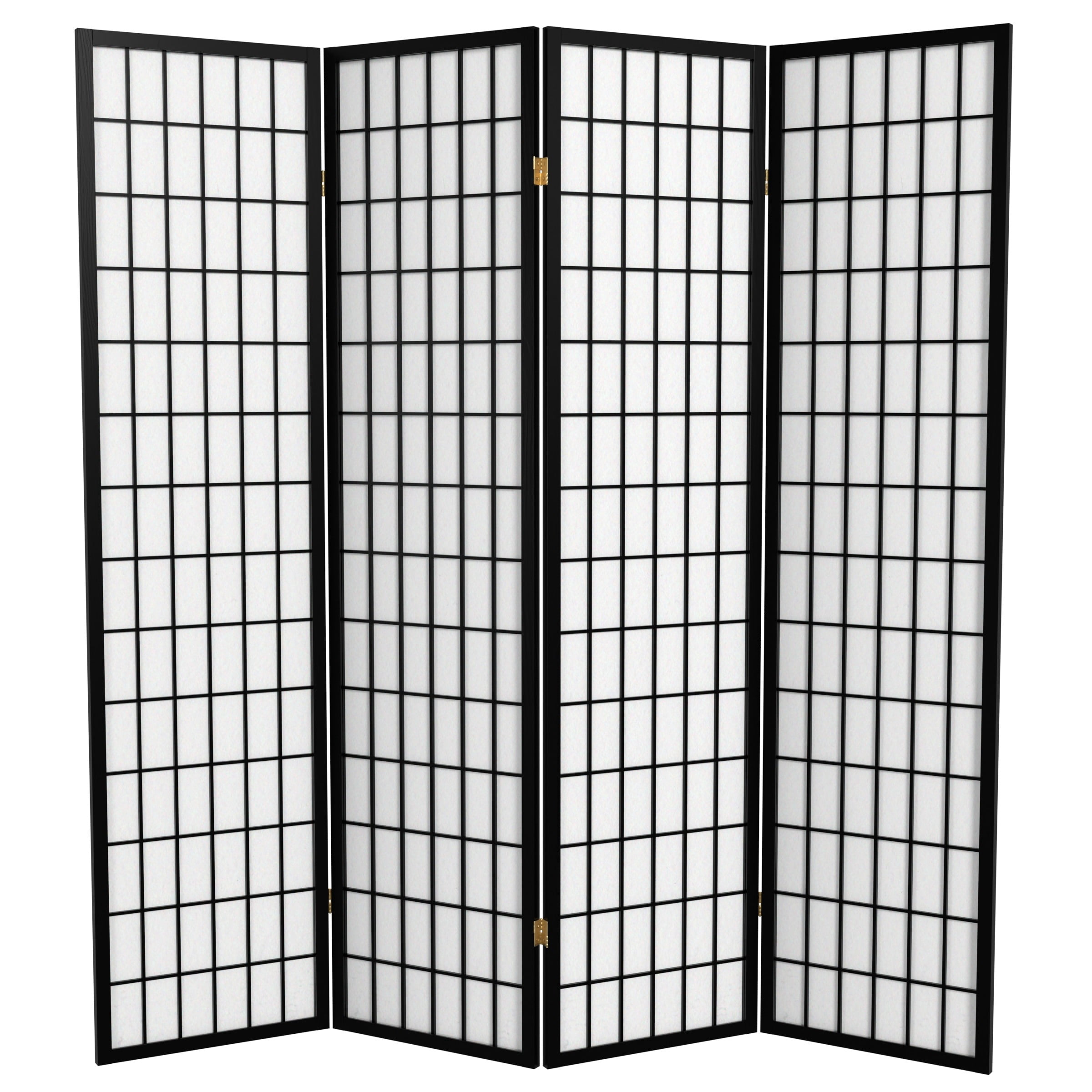 6 ft. Tall Window Pane Shoji Screen - Black - 4 Panels