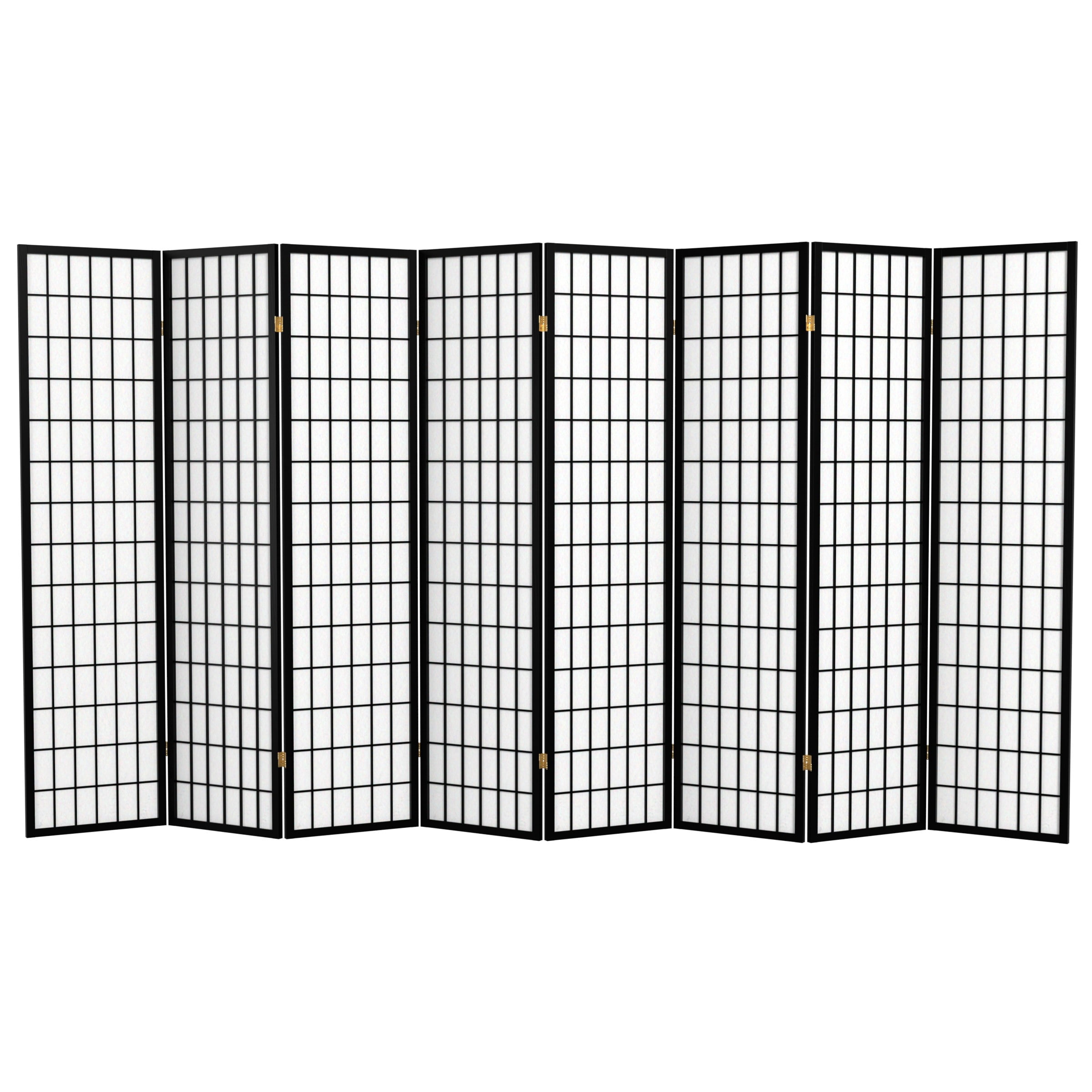 6 ft. Tall Window Pane Shoji Screen - Black - 8 Panels