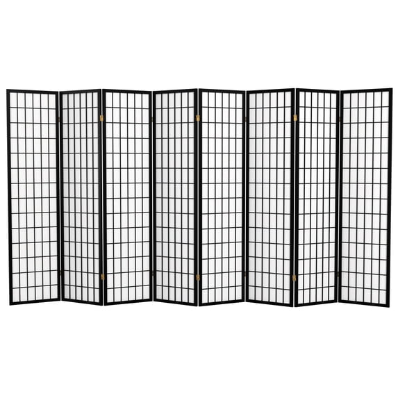 6 ft. Tall Window Pane Shoji Screen - Black - 8 Panels
