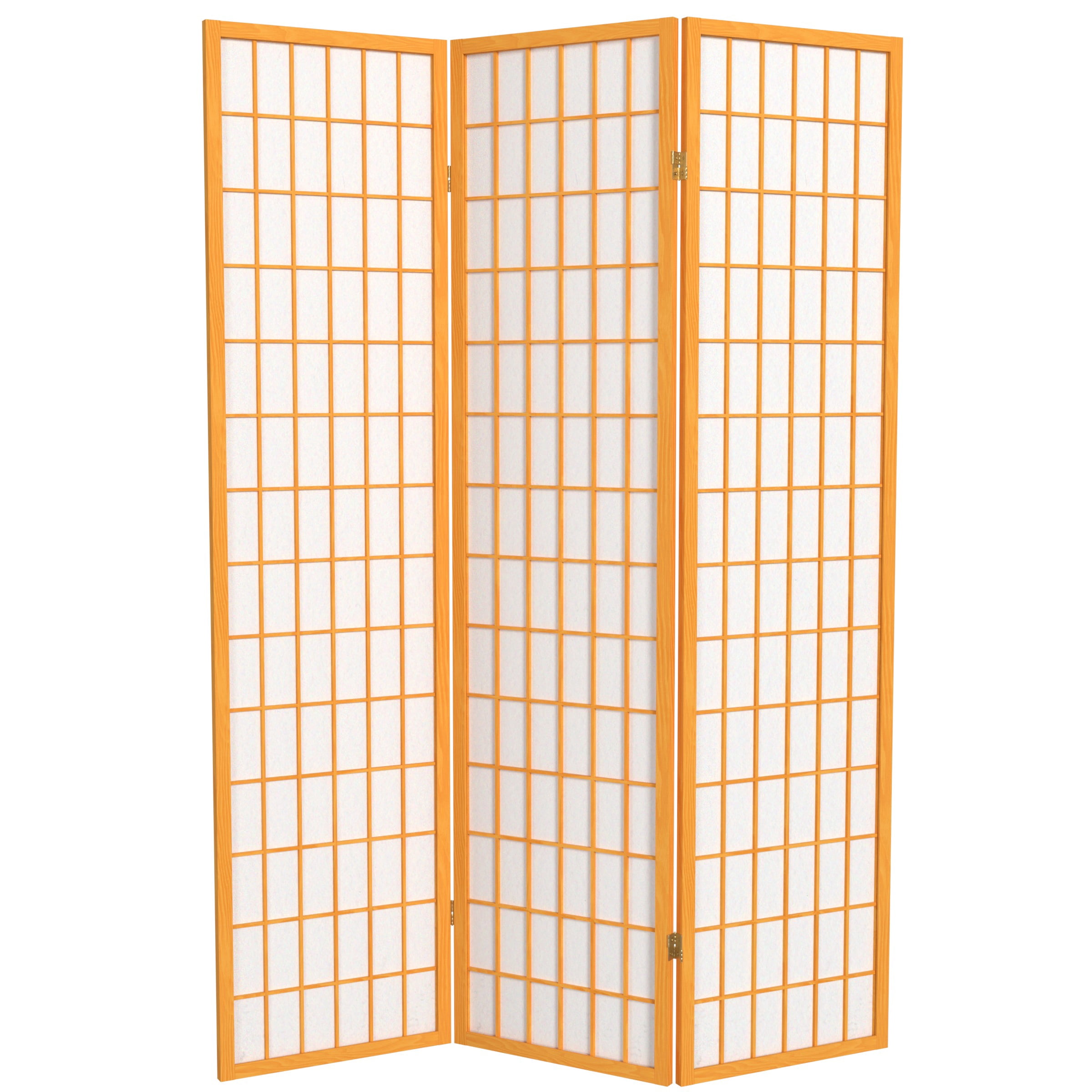 6 ft. Tall Window Pane Shoji Screen - Honey - 3 Panels