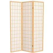 6 ft. Tall Window Pane Shoji Screen - Natural - 3 Panels