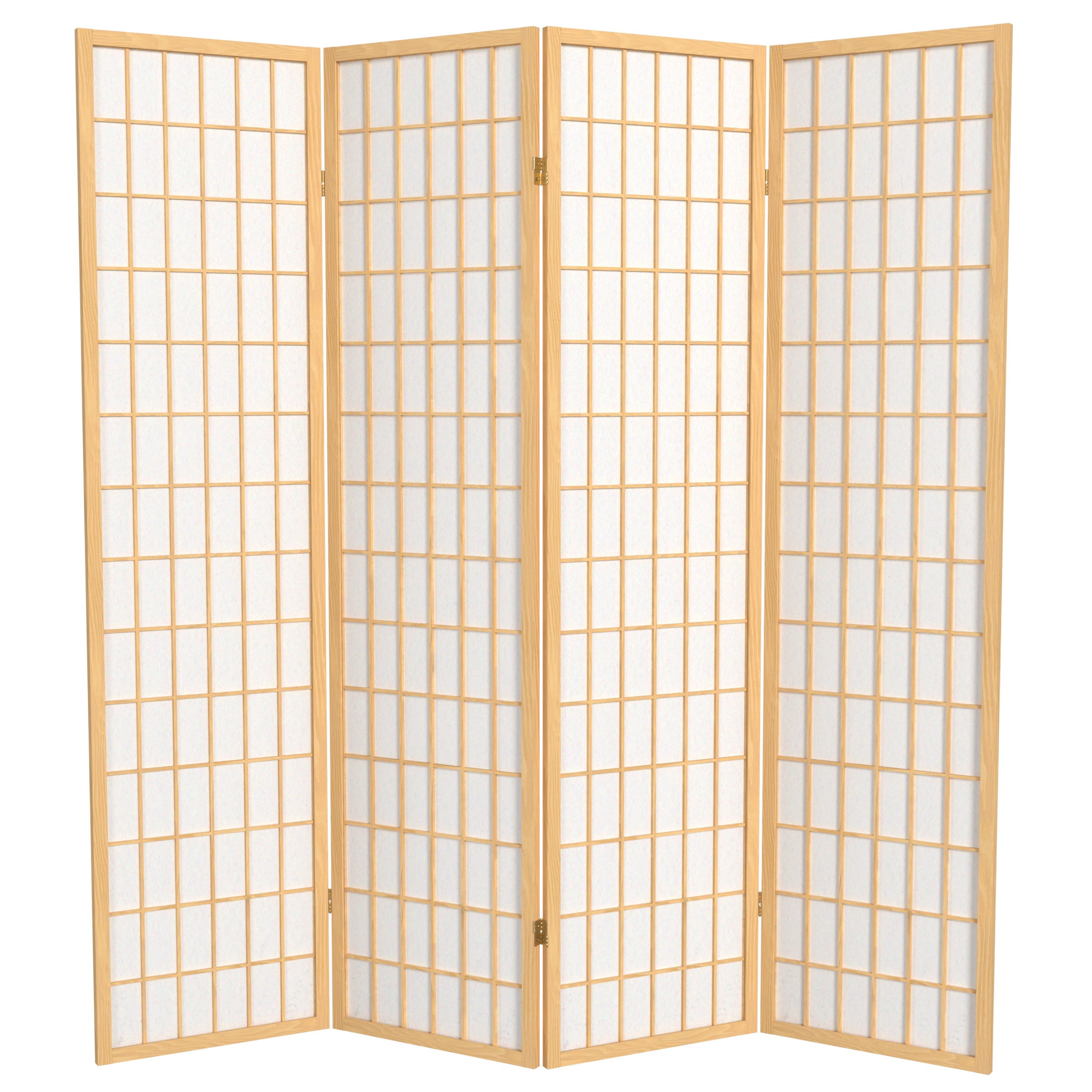 6 ft. Tall Window Pane Shoji Screen - Natural - 4 Panels