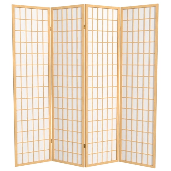 6 ft. Tall Window Pane Shoji Screen - Natural - 4 Panels