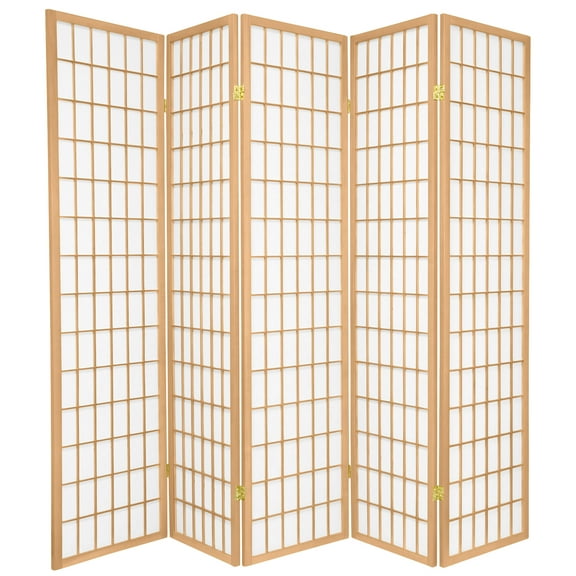 6 ft. Tall Window Pane Shoji Screen - Natural - 5 Panels