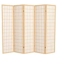 thumbnail image 1 of 6 ft. Tall Window Pane Shoji Screen - Natural - 5 Panels, 1 of 7