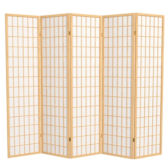 6 ft. Tall Window Pane Shoji Screen - Natural - 5 Panels
