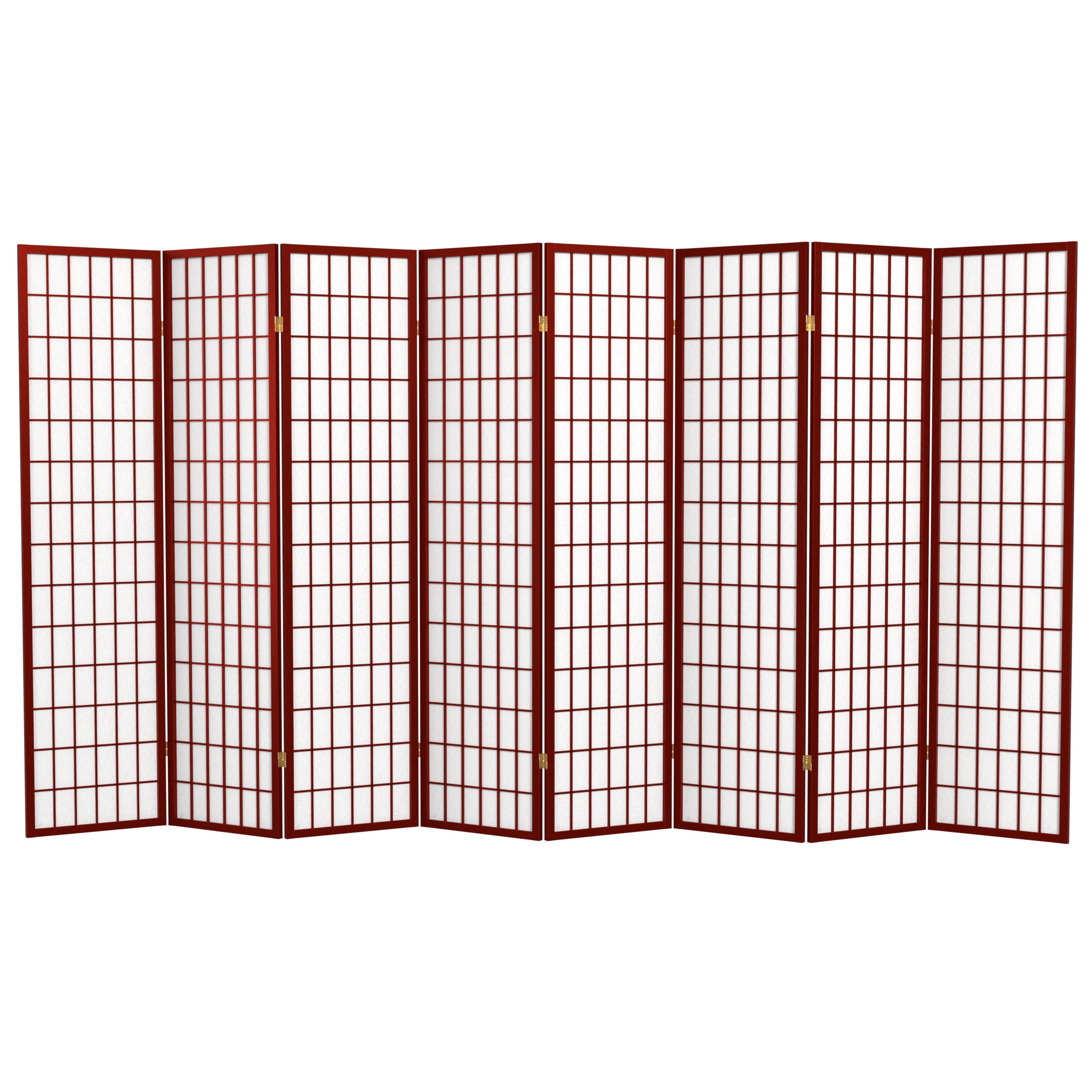 6 ft. Tall Window Pane Shoji Screen - Rosewood - 8 Panels