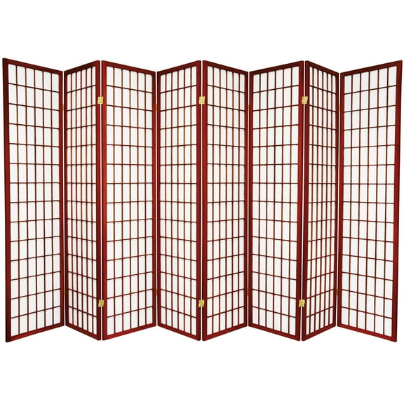 6 ft. Tall Window Pane Shoji Screen - Rosewood - 8 Panels