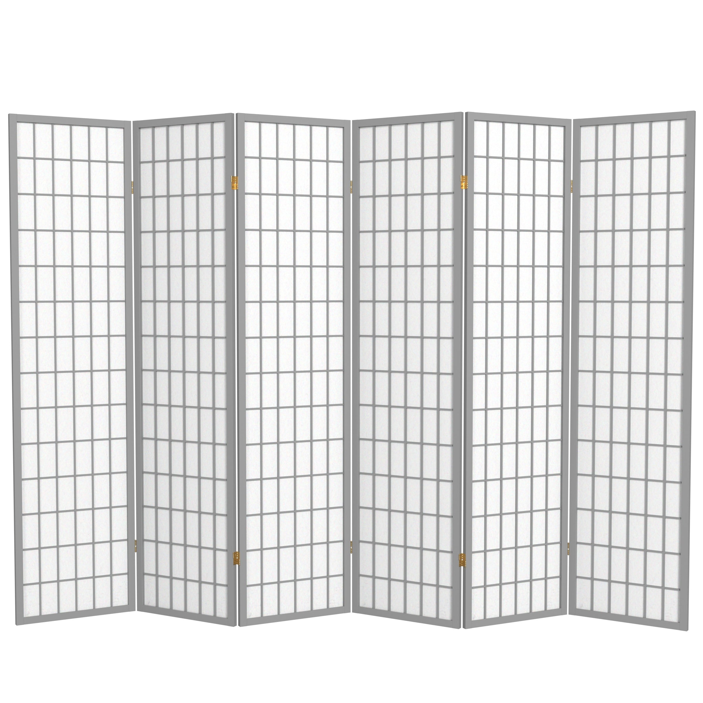 6 ft. Tall Window Pane Shoji Screen - Special Edition Grey - Freestanding Room Divider