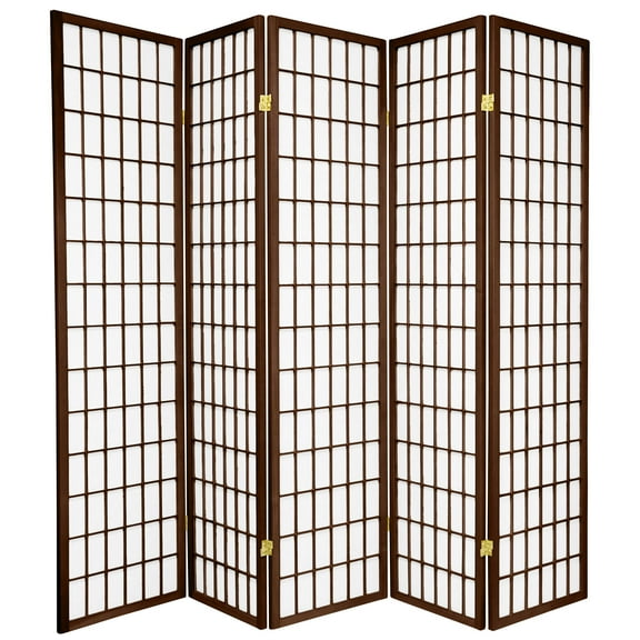 6 ft. Tall Window Pane Shoji Screen - Walnut - 5 Panels