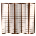 thumbnail image 1 of 6 ft. Tall Window Pane Shoji Screen - Walnut - 5 Panels, 1 of 7