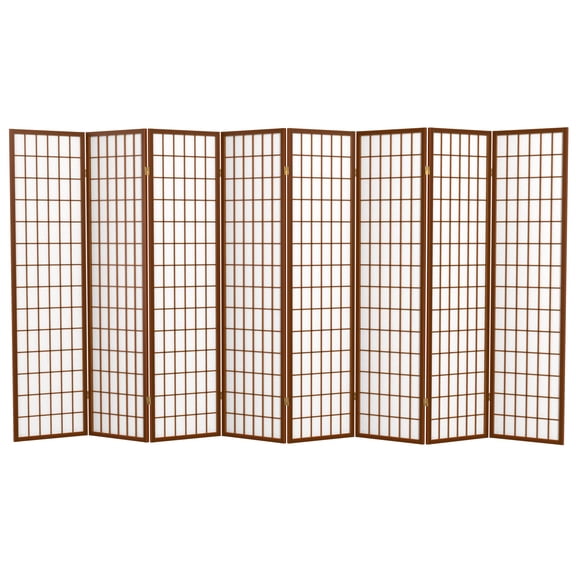 6 ft. Tall Window Pane Shoji Screen - Walnut - 8 Panels