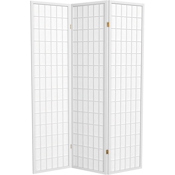 6 ft. Tall Window Pane Shoji Screen - White - 3 Panels