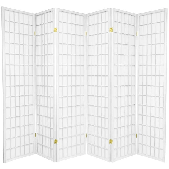 6 ft. Tall Window Pane Shoji Screen - White - 6 Panels