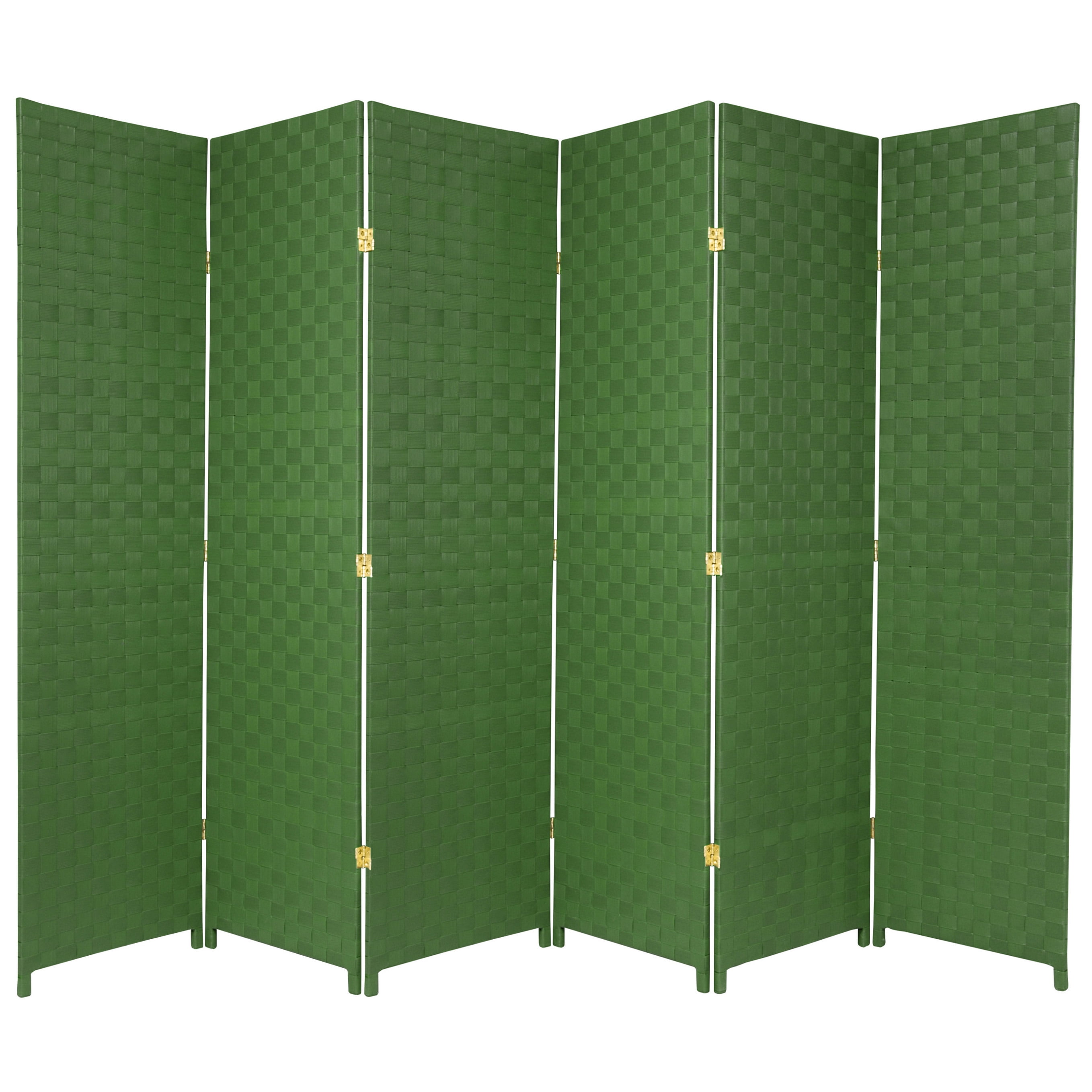 Green Vinyl 6-Panel Folding Floor Screen