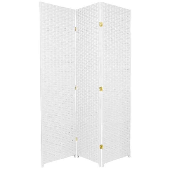 6 ft. Tall Woven Fiber Room Divider - 3 Panel - White
