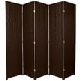 thumbnail image 1 of 6 ft. Tall Woven Fiber Room Divider - 5 Panel - Dark Mocha, 1 of 2
