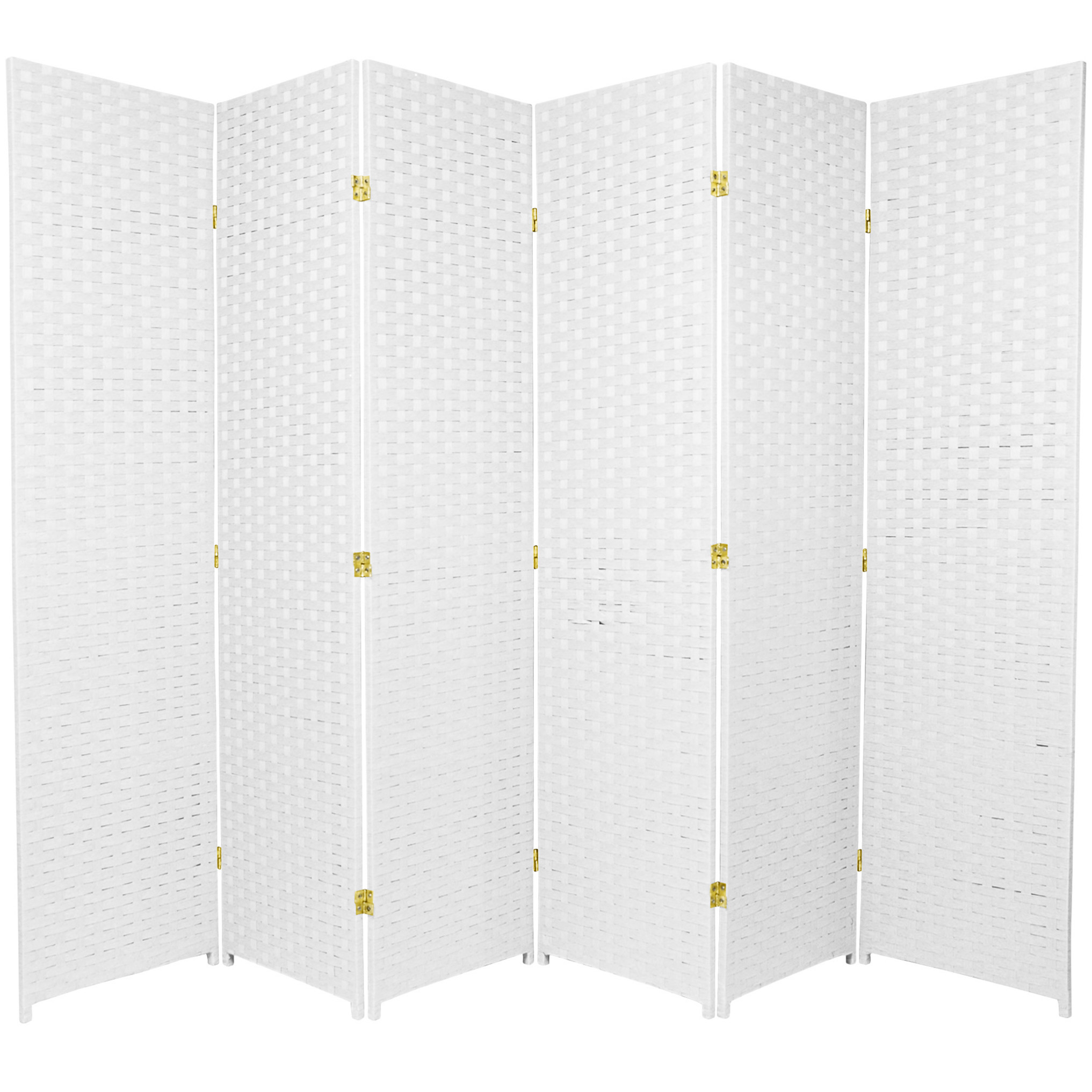 6 ft. Tall Woven Fiber Room Divider 6 Panel White